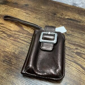 Brighton New‎ Metallic Bronze Wristlet Vintage Wallet Card Case Phone